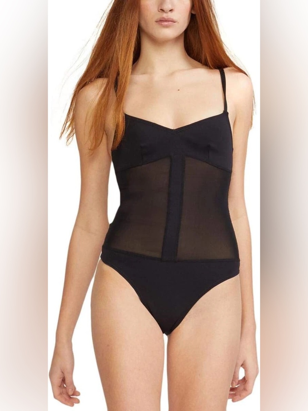 Cynthia Rowley Womens Lola Scuba Mesh Inset Black One-Piece Swimsuit